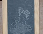 Bakasana - original yoga asana illustration on slate