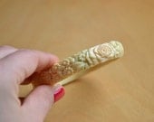 Vintage 20s 30s deco carved plastic celluloid  bangle, flowers, roses, daisy, lily of the valley