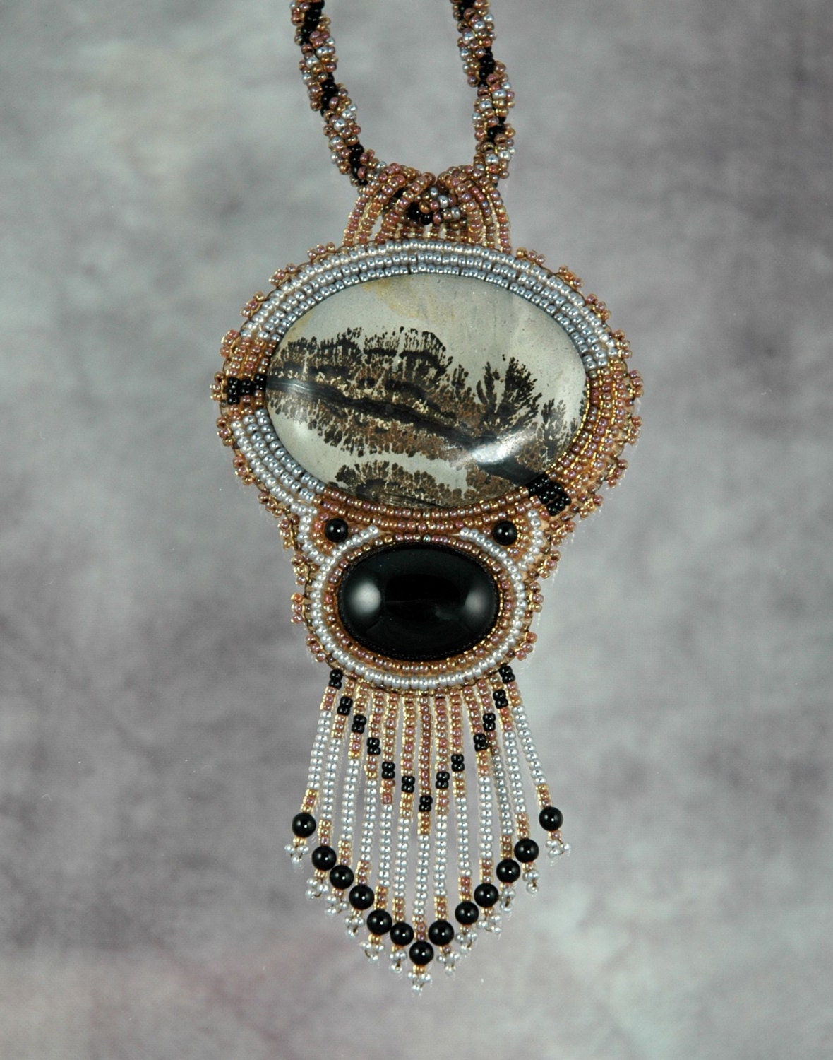 Paint Brush Jasper and Black Onyx Necklace