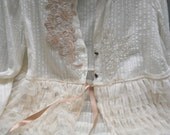 BLOUSE Jacket Top Ruffles Cover-up Boho Cottage Shabby Chic - Vintage Blouse Make Over - Ecru