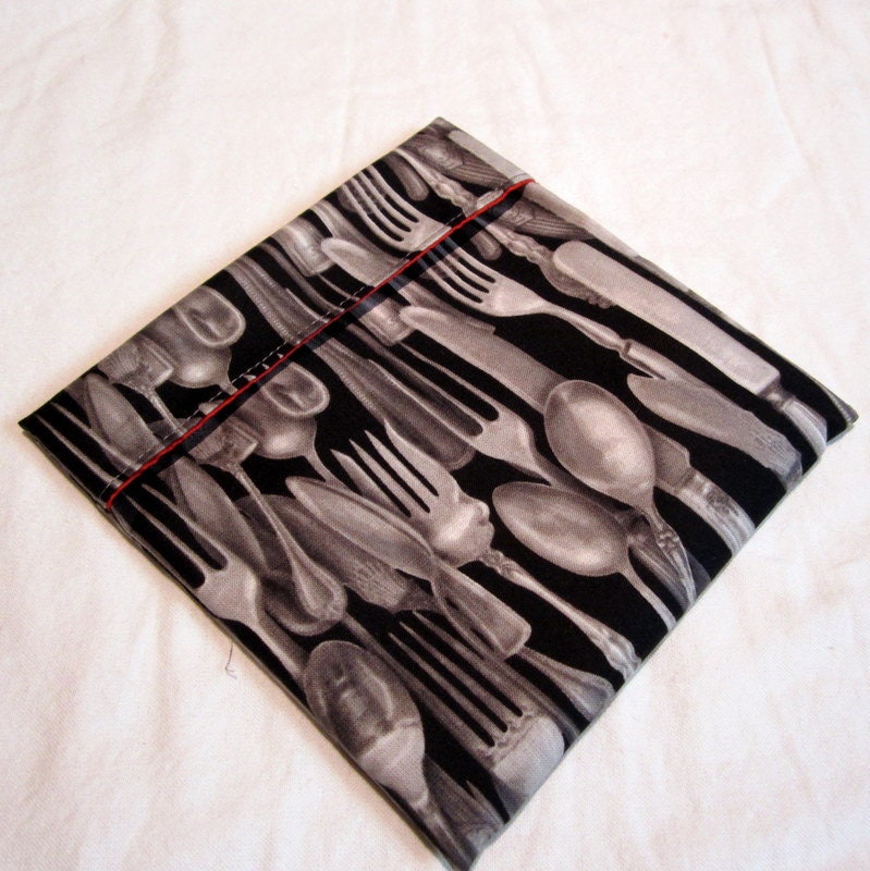 Lined LARGE FlipFlap Sack--Cutlery (red) Sandwich bag