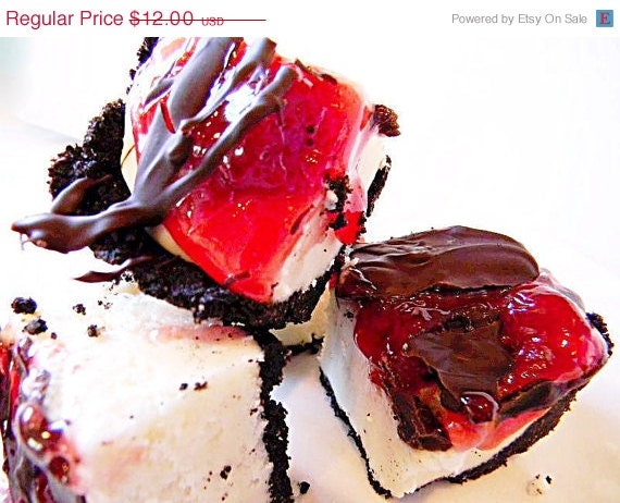SALE Julie's Fudge - Chocolate Covered Cherry CHEESECAKE With Oreo Cookie Crust - 6 PIECES (over 1/2 pound)