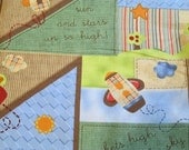 One Yard of Tiny Rockets Fabric in Light Blue and Light Green