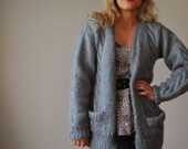 1960s Chunky Cable knit Cardigan, size Medium to Extra large