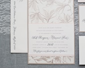 Blush Pink Taupe Wedding Invitation Suite - Garden Wedding  - Custom Colors - Heidi and Clarence