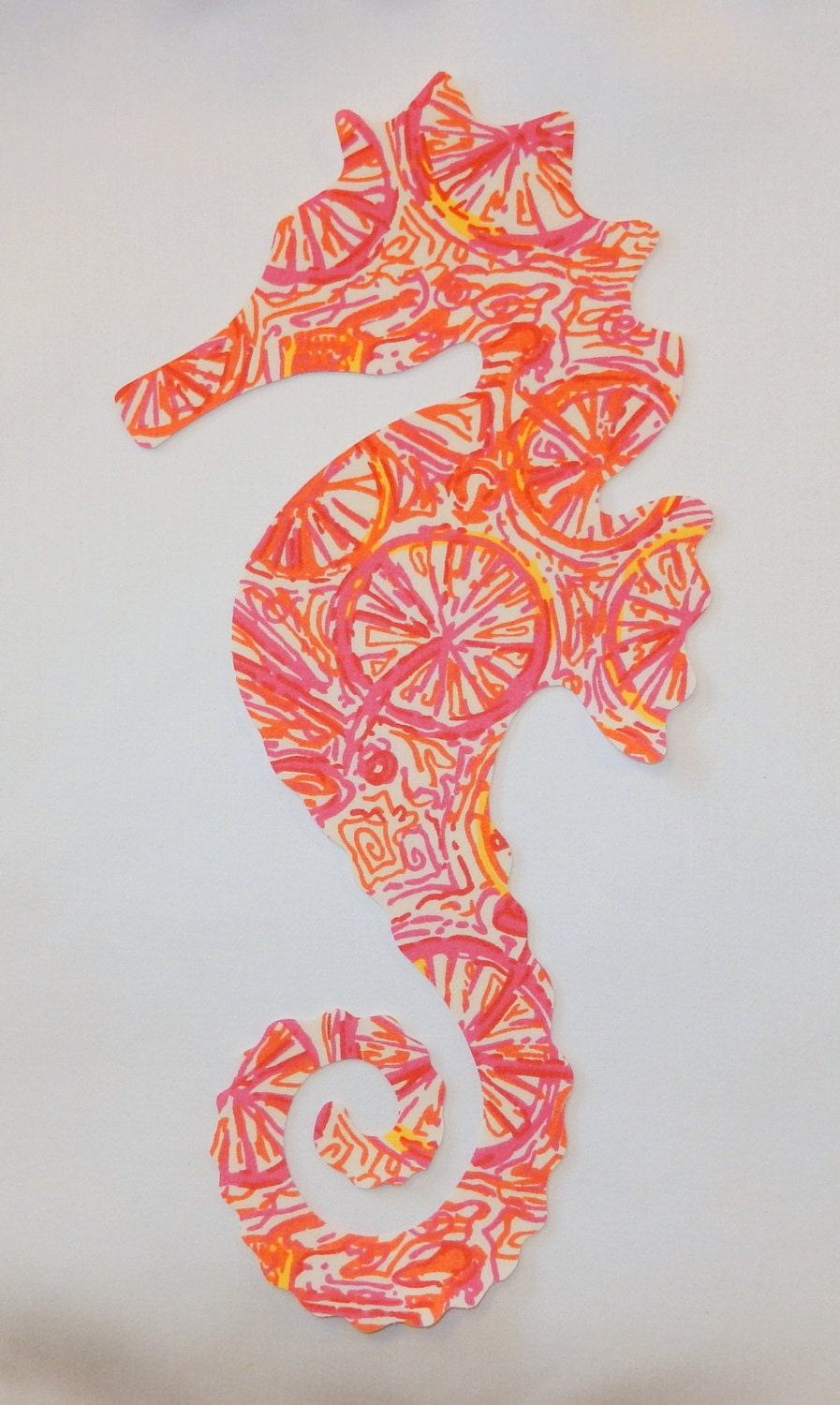 New custom Made To Order Seahorse Pillow made with Lilly Pulitzer Pink Ten Speed fabric