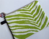 Lime Green Zebra Medium Clutch/ Mini iPad Case/ Mini Tablet or e Reader Case