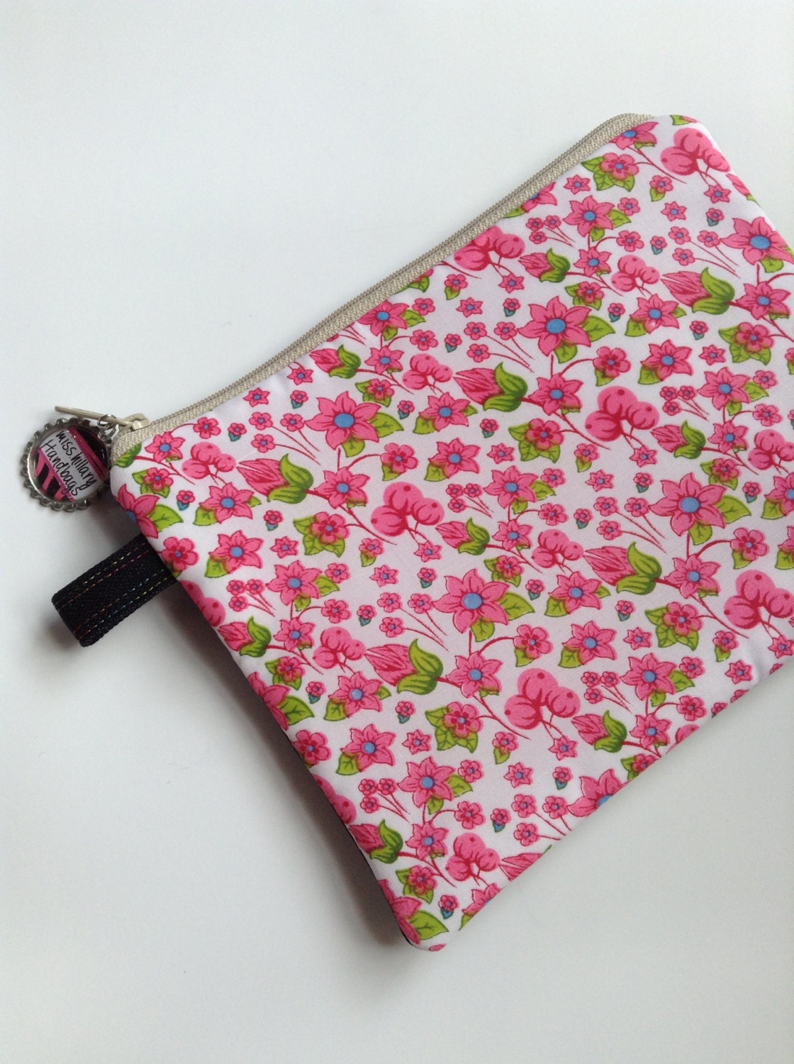 Pink Spring Flowers Medium Clutch/ Mini iPad Case/ Mini Tablet or e Reader Case