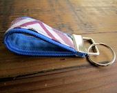 Fabric Keychain- Set of 3 in Blue & Purple Chevrons.