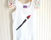 Paint Brush Art Tank Top in white - Sizes 4, 5, 6/7, 8