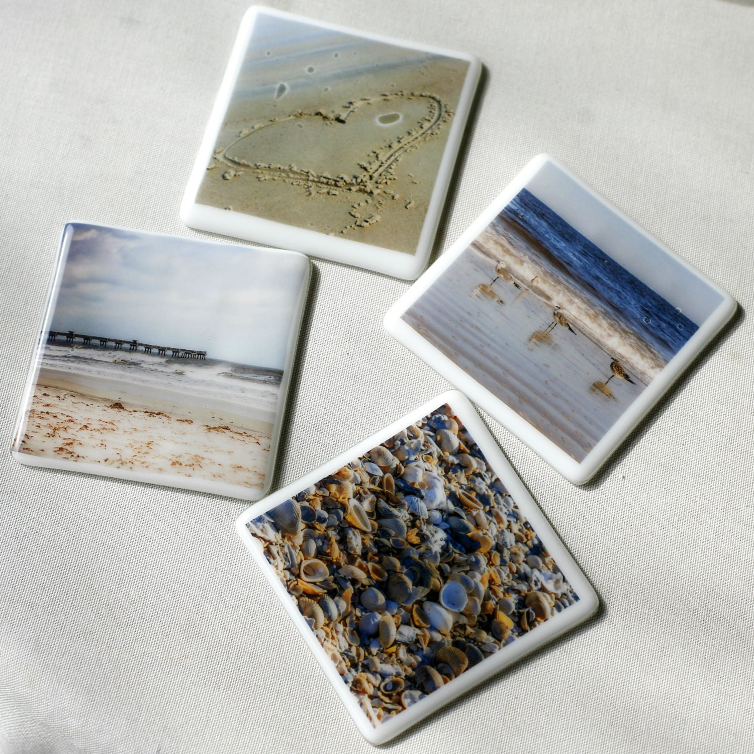 Fused Glass Coasters - set of four featuring full-color photos - Jacksonville Beach