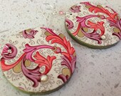 Florentine Decoupage Earrings - Pink and Orange