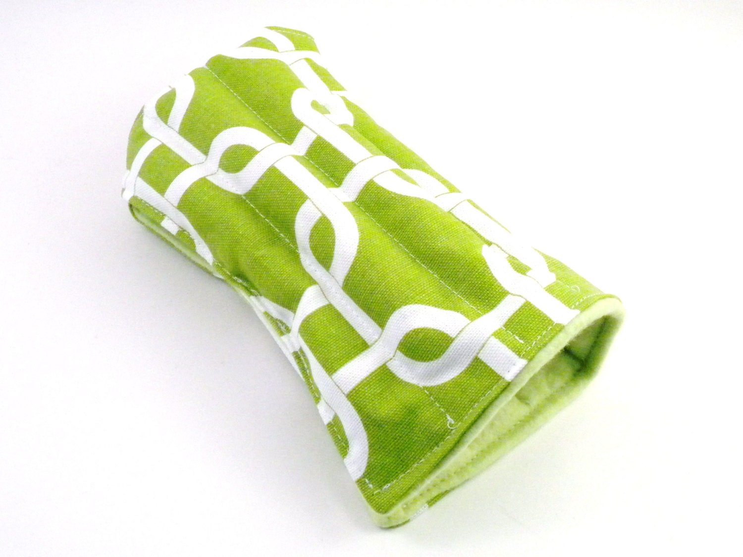 Heat Pack Wrist Warmer, Wrap for Wrist, hot or cold pack, microwave wrap for wrist, green white geometric