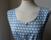 Super Cute Pale Blue and White Elephant Dress / Handmade / Choose Your Size