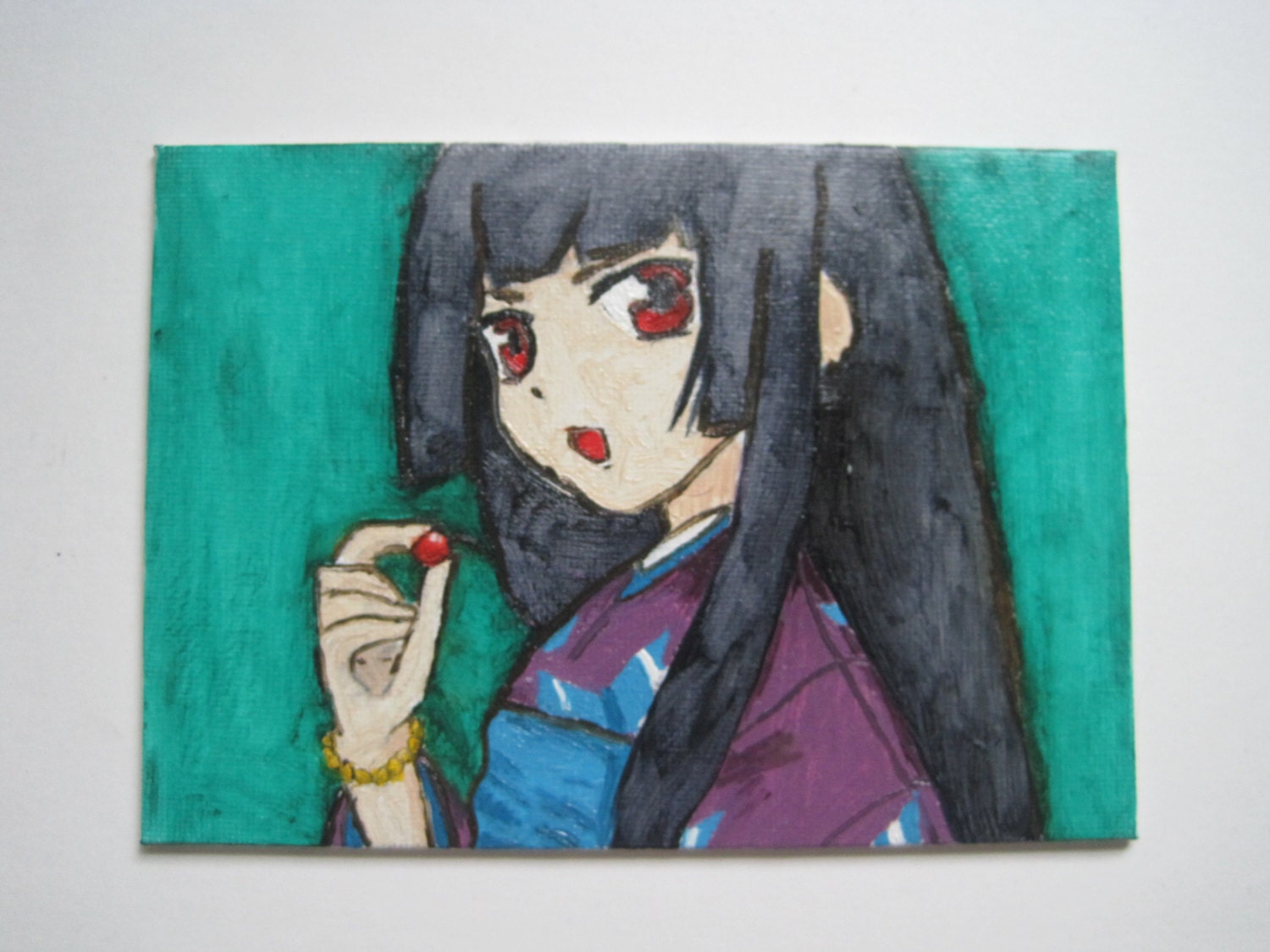 Enma Ai In Kimono Jigoku Shojo Hell Girl  Oil Painting Portrait 8 x 10