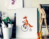 Fox on a bike - A4 print