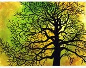 Old Oak - Original Woodcut & Monotype