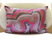 Decorative Throw Pillow Covers 12x18 Oblong Rectangle Silk Bead Embroidered Pillows Pink Purple Couch Sofa Toss Bed Pillow Cases Wonder Lust