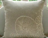Decorative Throw Pillow Covers Accent Couch Pillow 16 Inch Linen Pillow Mother Of Pearl Embroidered Snail Pearls Bedroom Home Decor