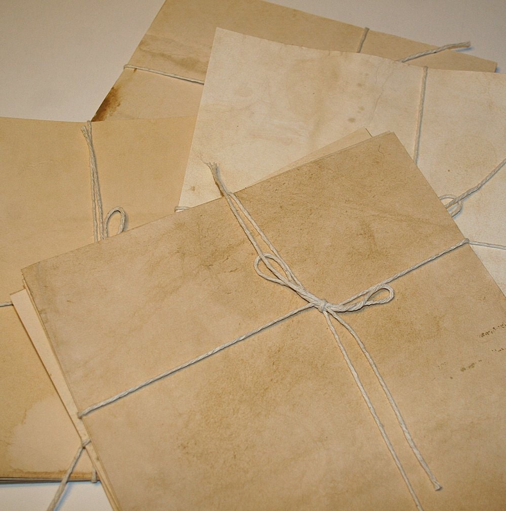 12 pcs  Hand Dyed Primitive Vintage Inspired Manilla and Sepia Tones Cardstock Bundles DIY