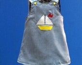 Appliqued Sailboat A Line Dress by Groovy Gurlz Sizes 3m, 6m, 12m, 18m, 2t, 3t, 4t, 5y, 6y