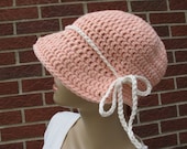 Peach Vintage Wool Flapper Hat (1473)