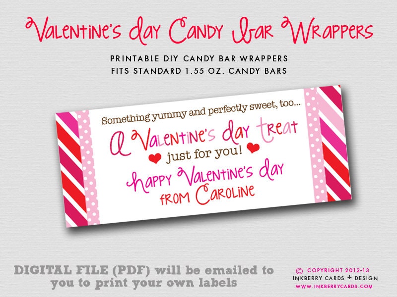 Personalized Valentine's Day Candy Bar Wrapper (DIY/Digital File to Print Your Own) Il_170x135