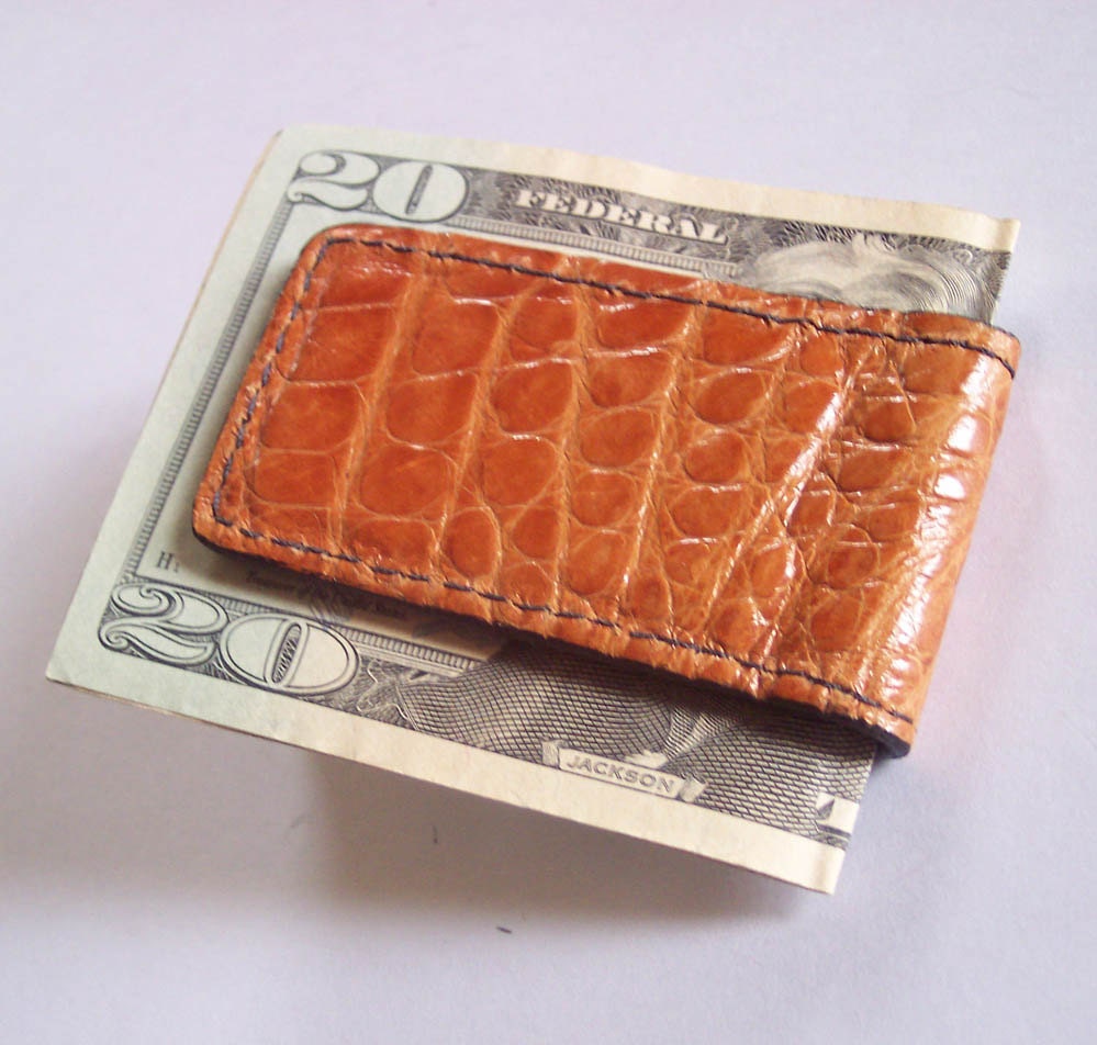 Magnetic Money Clip - Genuine Florida Alligator Leather