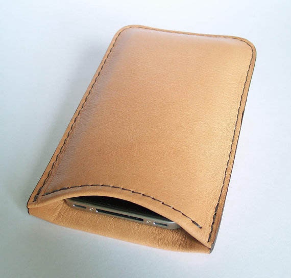 Leather iPhone 4S or 4 Case - Lightly Textured Yellow Leather iPhone Sleeve