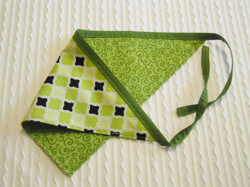 Dog Bandana in Retro Green Designs Custom Sizes XS to L in Tie Style Dog Bandanna