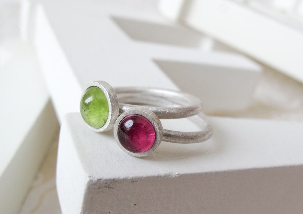 TOURMALINE & PERIDOT rings