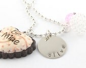 Love Heart Be Mine Personalized Charm Necklace for Girls - Hand Stamped Heart Necklace - Valentine's Day Gift For Children