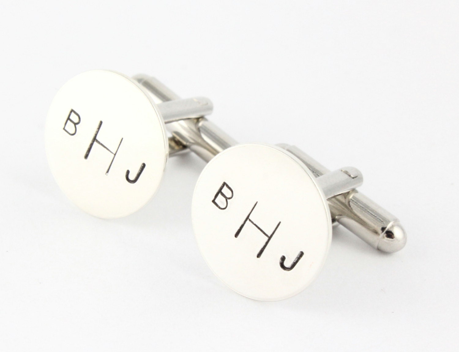 Personalized Cufflinks - Custom Sterling Silver Monogram Cuff Links - Father's Day Gift
