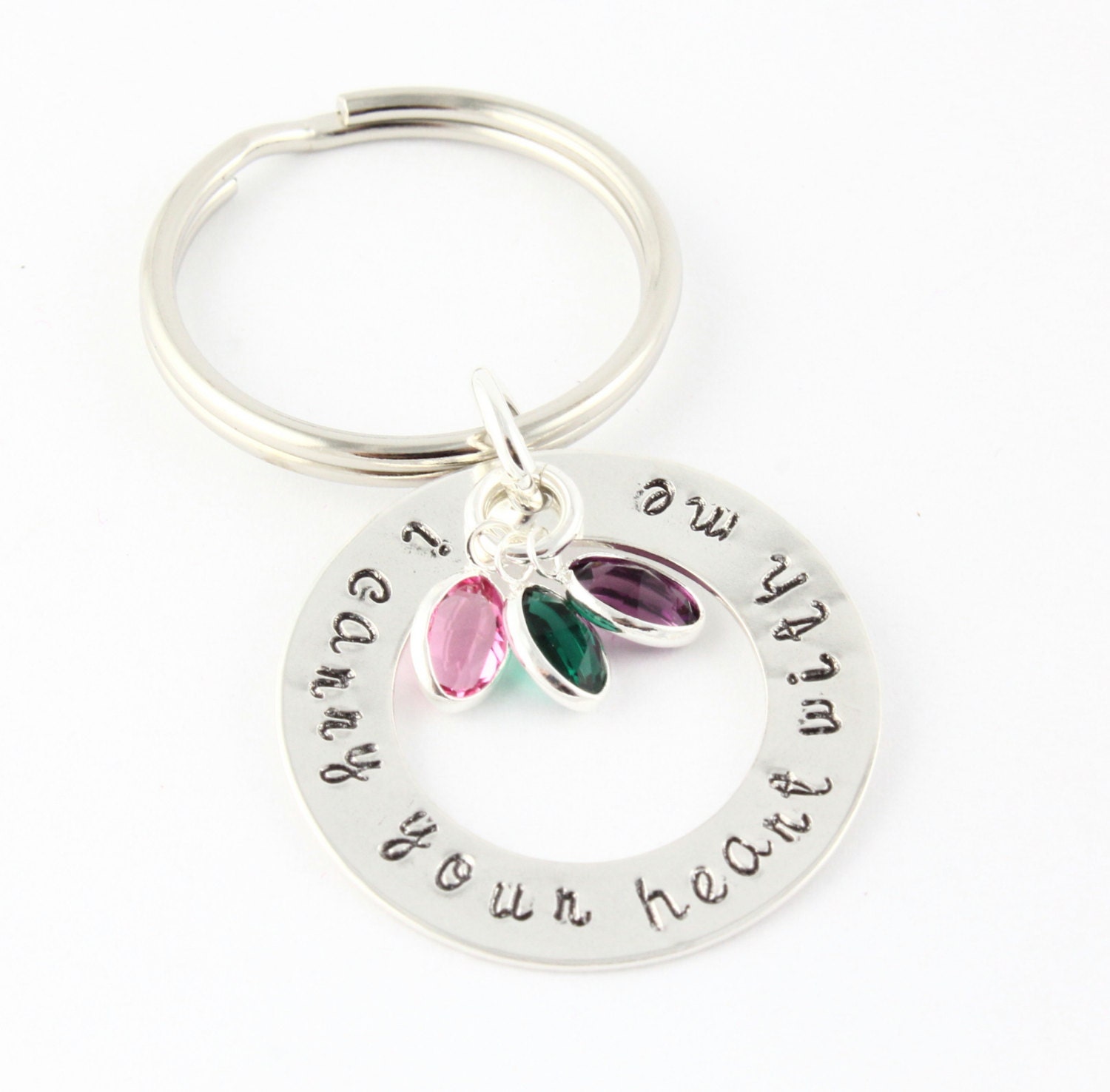 Mother's Day Gift - Personalized Birthstone Keychain - Key Chain - Custom Key Ring - Sterling Silver Keychain