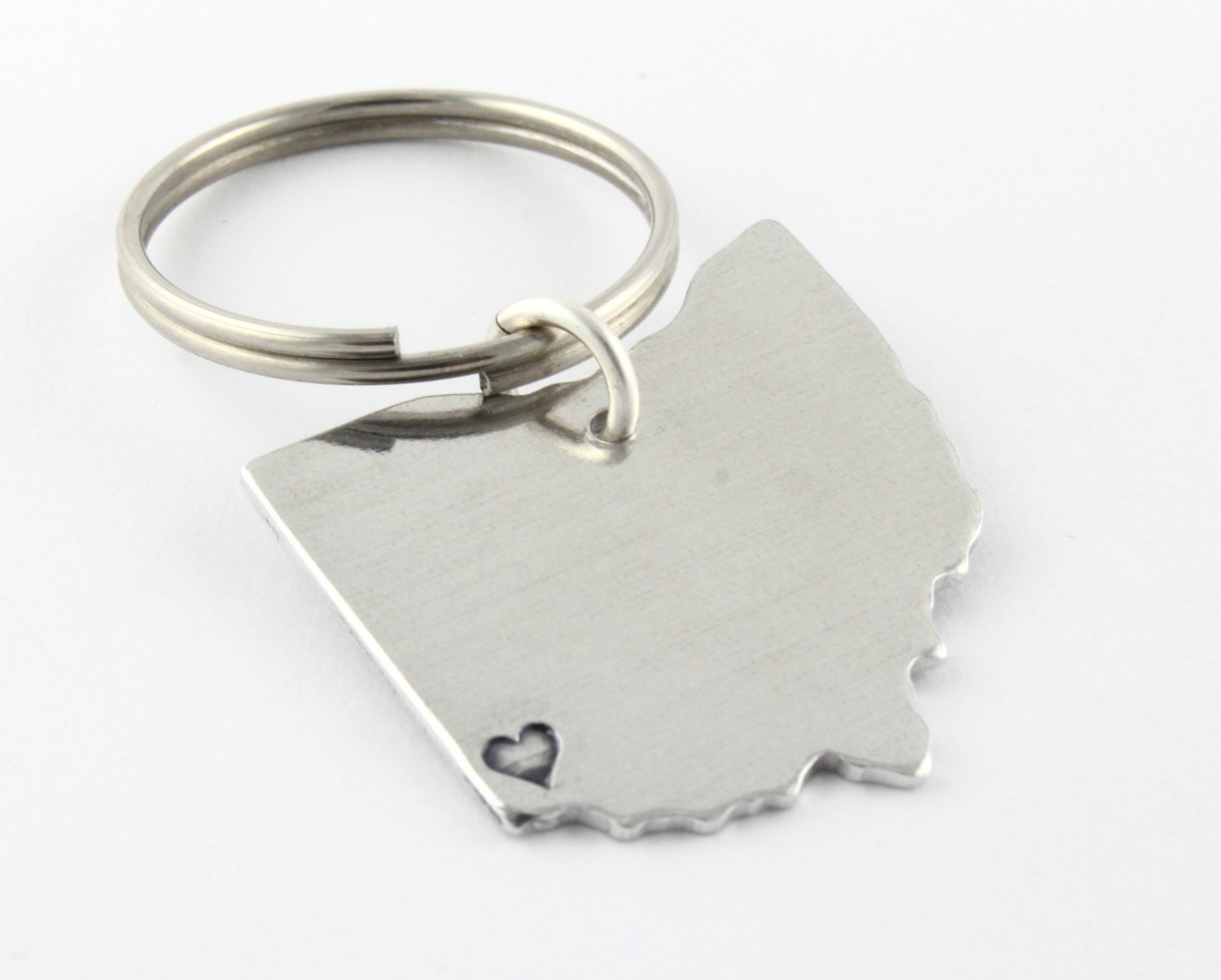 Personalized State of Ohio Keychain - Hand Stamped State Outline - I Love Ohio Keyring - Key Chain - Key Ring