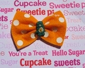 Yellow Polka Dot Girly Bear Hair Bow Clip