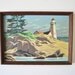 vintage framed paint by numbers painting lighthouse- ocean