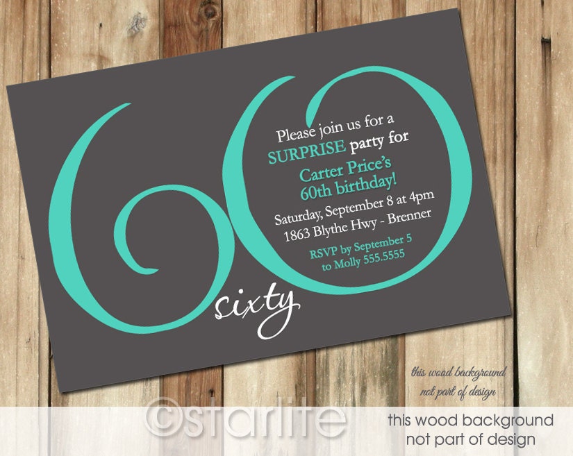 Milestone Birthday invitation, MODERN NUMBER Dark Gray Teal- 30th, 40th, 50th, 60th, 70th, 80th, 90th - Printable Invitation Design