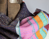 Dana- Handwoven Summer Scarf in Orchid, Poppy and Violet - with Organic, Pima and Recycled Cotton