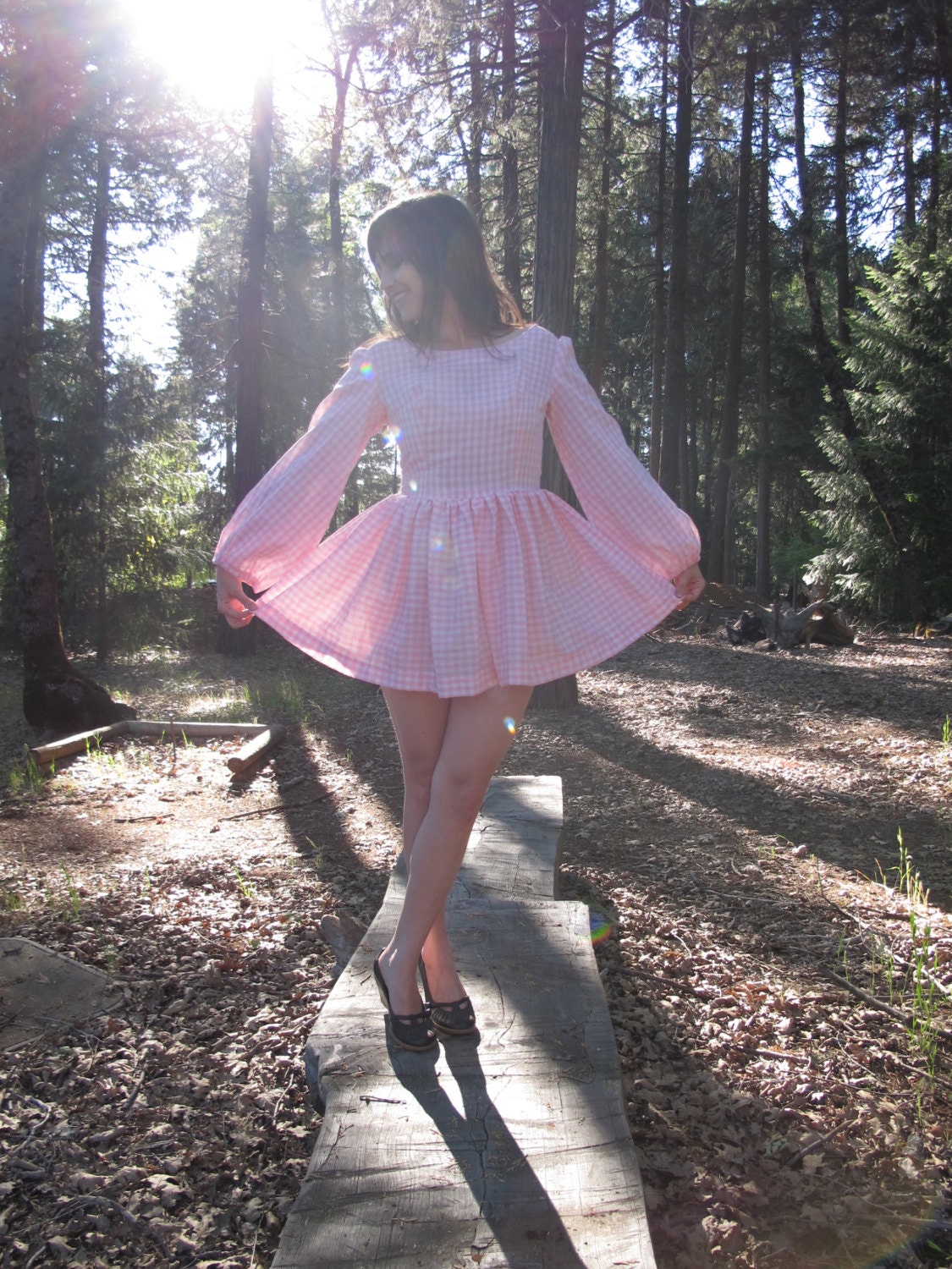 Vintage Pink Gingham Mini Dress