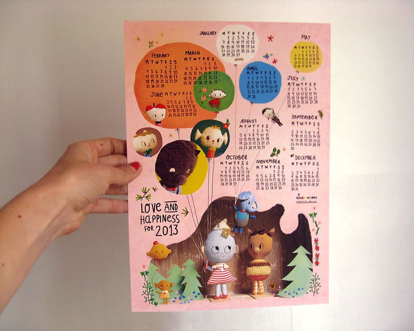 2013 calendar. Paper wall calendar.