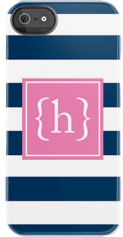 Personalized stripe iphone case with initial