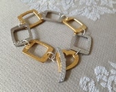 Silver and Gold Square Linked Bracelet