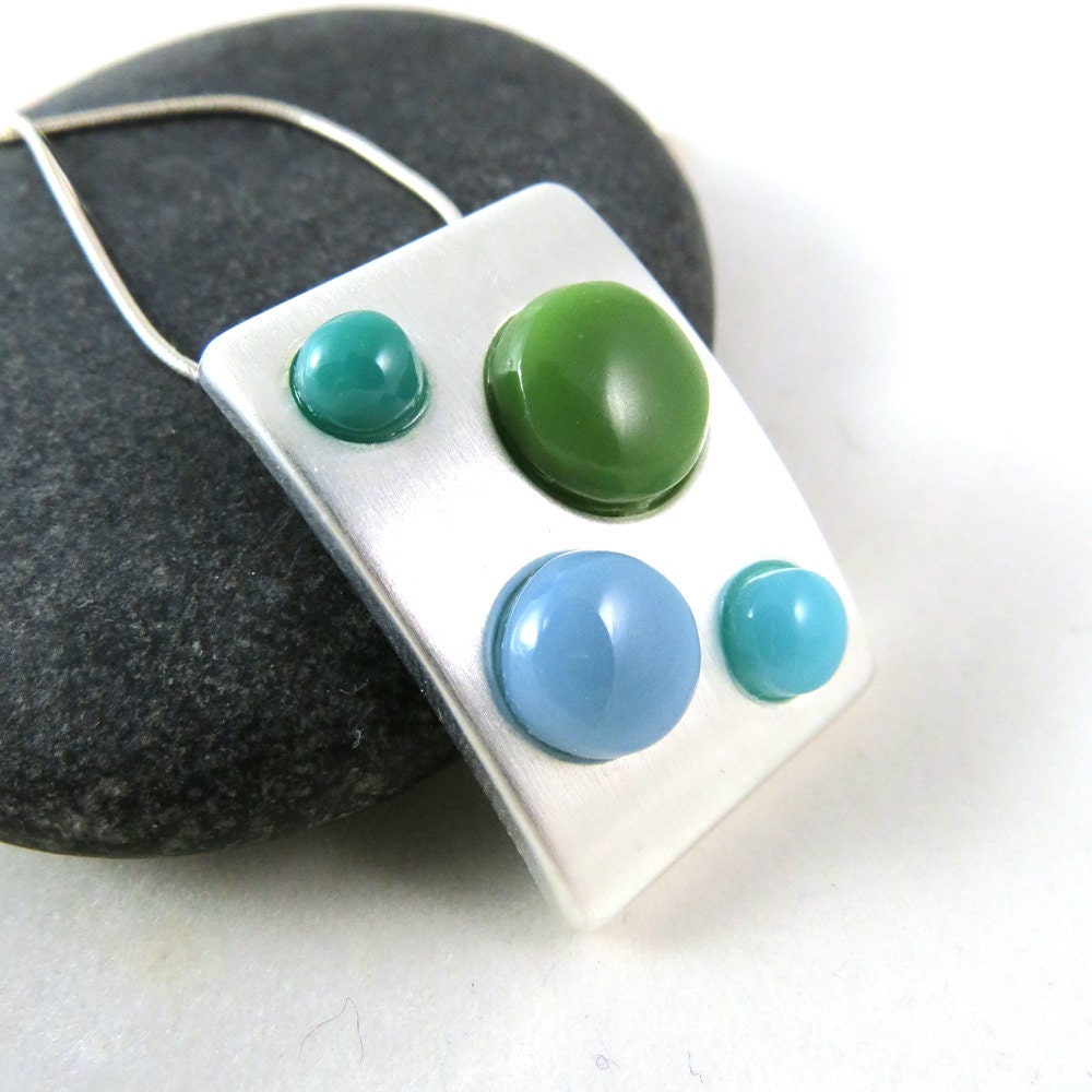 Modern Pendant Necklace - Spring Celebration - Fused Glass Jewelry - Ready to Ship