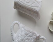 Vintage Milk Glass Cream & Sugar Set - Cottage Chic