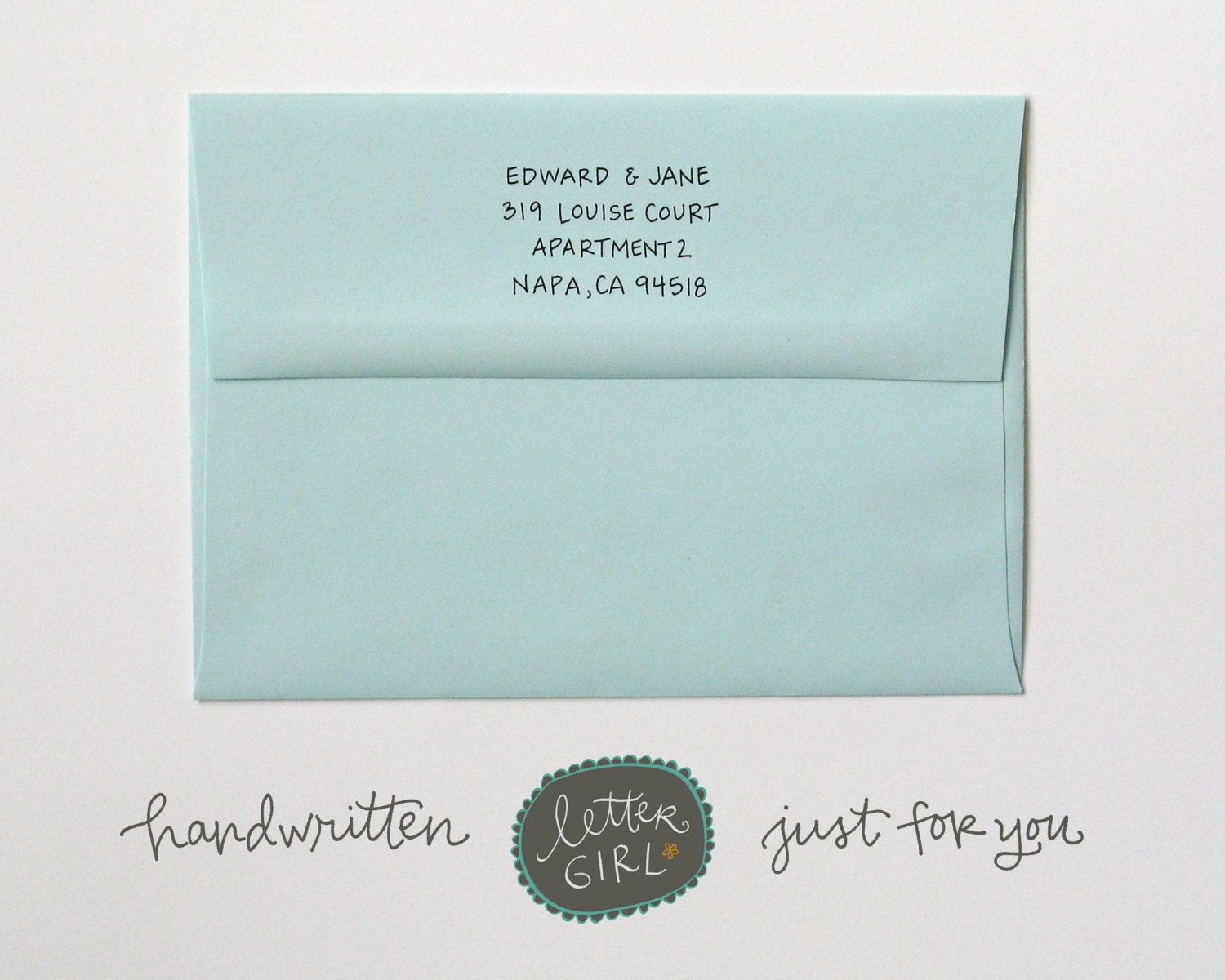 Handwritten Small Caps Address Stamp: your choice of self-inking or red rubber