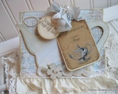 english teapot card- AFTERNOON TEA- you're my CUP of tea shabby handmade card