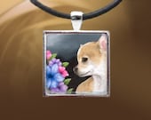 Handmade Glass Pendant Tray Dog 77 Chihuahua Jewelry Necklace from art painting by L.Dumas