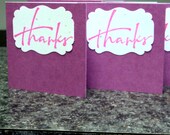 Cards 8 Note Thanks Handmade Rose with Thanks Stamped