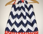 Sale 14.99 normally 16.99 Red white blue Chevron fourth of July   pillowcase dress (sizes small  and medium )